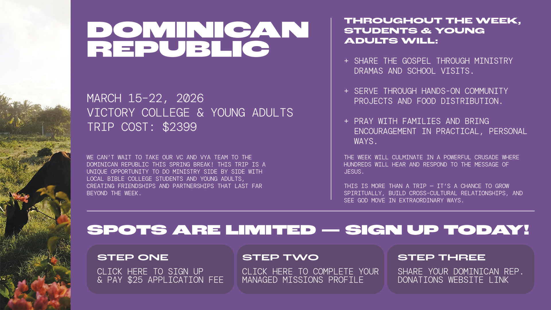 Dominican Republic Young Adults trip details