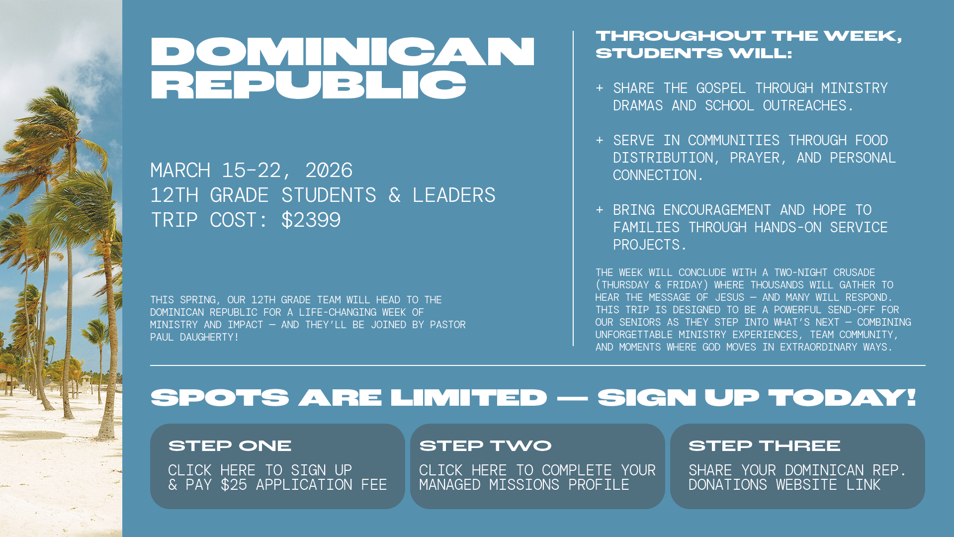 Dominican Republic High School trip details